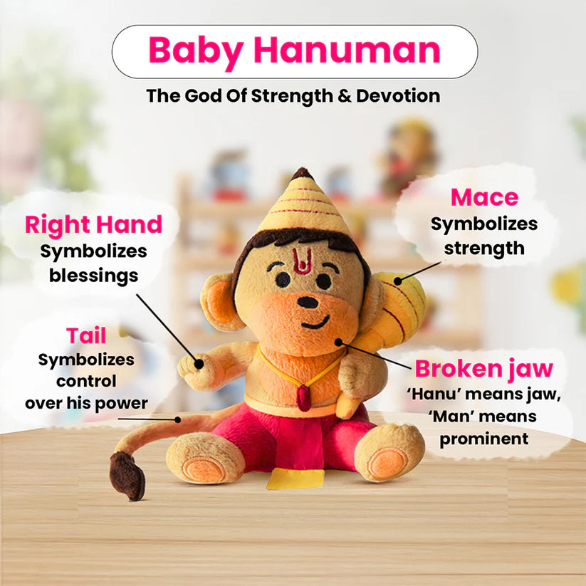 Baby Hanuman Plush Toy with Mantras (07 inch) - Retail Maharaj