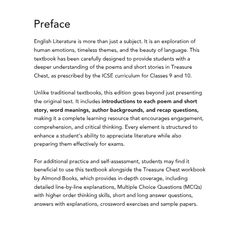 Almond Books Treasure Chest ICSE English Textbook for Class 9 & 10 – Poems & Short Stories | Strictly follows ICSE Syllabus - Retail Maharaj