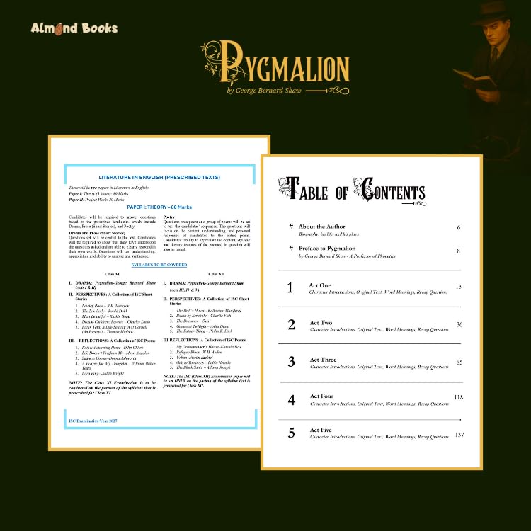 Almond Books ISC Modern English Pygmalion Textbook by George Bernard Shaw | With Word Meanings, Colourful illustrations and Recap questions - Retail Maharaj