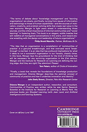 Communities of Practice: Learning, Meaning, and Identity (Learning in Doing: Social, Cognitive and Computational Perspectives)