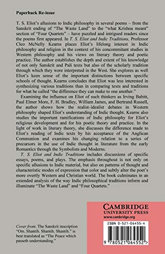 T. S. Eliot and Indic Traditions: A Study in Poetry and Belief