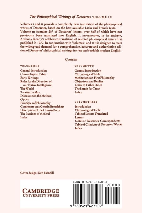 The Philosophical Writings of Descartes: Volume 3, The Correspondence: 003 (Philosophical Writings of Descartes (Paperback))