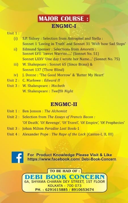 Diamond Guide On British Poetry & Drama Semester-1 (16th to 17th Centuries Major Course : ENGMC- I) British Literature (Major Course: ENGMC-II) Semester-1 (English Version) - Retail Maharaj