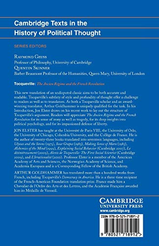 Tocqueville: The Ancien Regime and the French Revolution (Cambridge Texts in the History of Political Thought) - Retail Maharaj