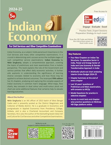 Indian Economy (English) | 5th Edition | UPSC | Civil Services Exam | State Administrative Exams | McGraw Hill Edge Access: 2 Full length Mock Tests & Chapter-wise Practice Tests - Retail Maharaj