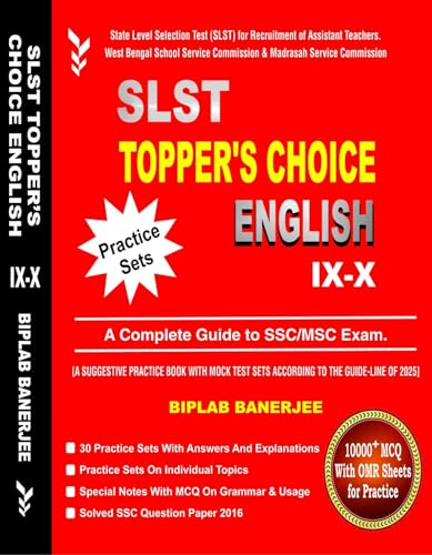 SLST Guide Topper's Choice English IX-X, SSC/MSC Exam Preparation with Practice Sets and MCQs - Retail Maharaj