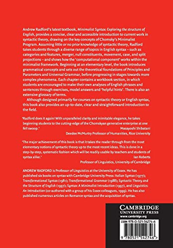 Minimalist Syntax: Exploring the Structure of English (Cambridge Textbooks in Linguistics)