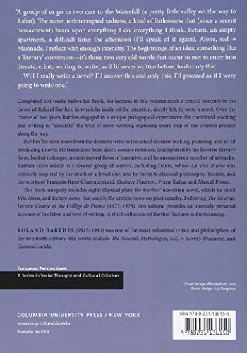 The Preparation of the Novel: Lecture Courses and Seminars at the Collège de France (1978-1979 and 1979-1980) (European Perspectives) - Retail Maharaj