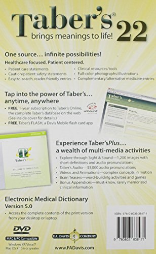 TABER'S CYCLOPEDIC MEDICAL DICTIONARY THUMB INDEX WITH DVD