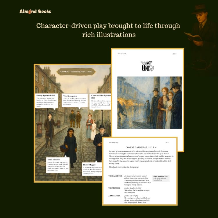 Almond Books ISC Modern English Pygmalion Textbook by George Bernard Shaw | With Word Meanings, Colourful illustrations and Recap questions - Retail Maharaj