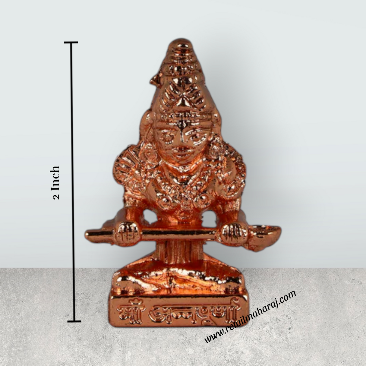 Copper Plate with Annapoorani Statue - 2 Inches | Annapurna Devi Murti for Pooja/ 40 Gms Approx - Retail Maharaj