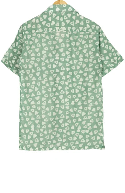 Batik Printed Cotton Shirt – Light Green - Retail Maharaj