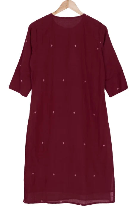 Jamdani Cotton Kameez – Black & Maroon - Retail Maharaj