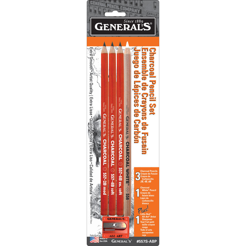 General’s Charcoal Pencil Set with Little Red All Art Sharpener