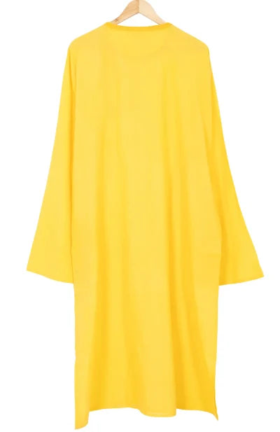 Embroidered Cotton Kurta – Yellow - Retail Maharaj