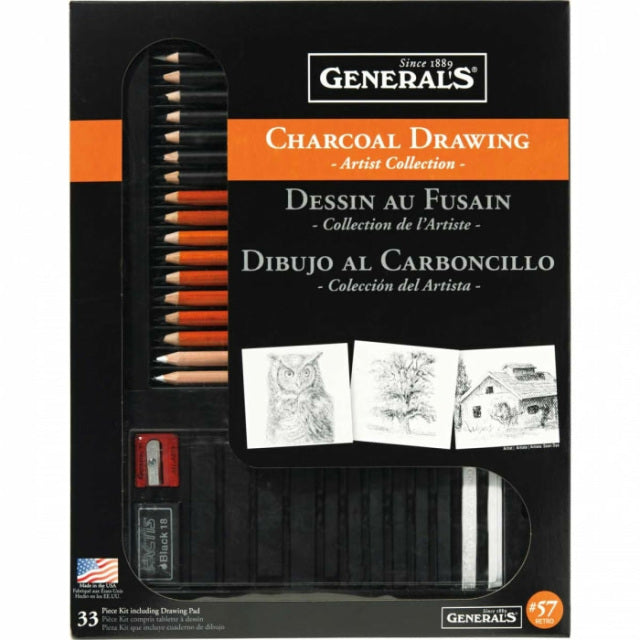 General’s Charcoal Drawing Artist Collection Set 57RETRO