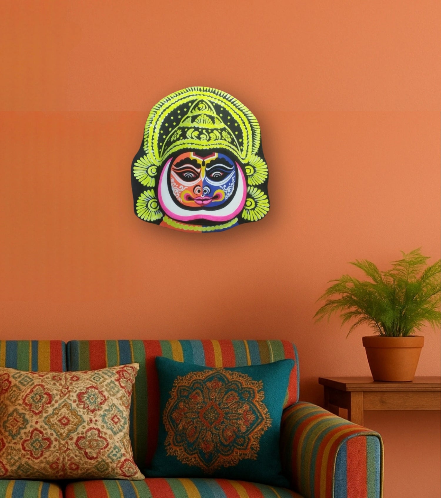 Traditional Kathakali Mask – Handcrafted Papier-Mâché Wall Art | MukhosMukhi Series - Retail Maharaj
