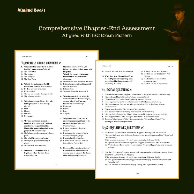 Almond Books ISC Modern English Pygmalion Textbook by George Bernard Shaw | With Word Meanings, Colourful illustrations and Recap questions - Retail Maharaj