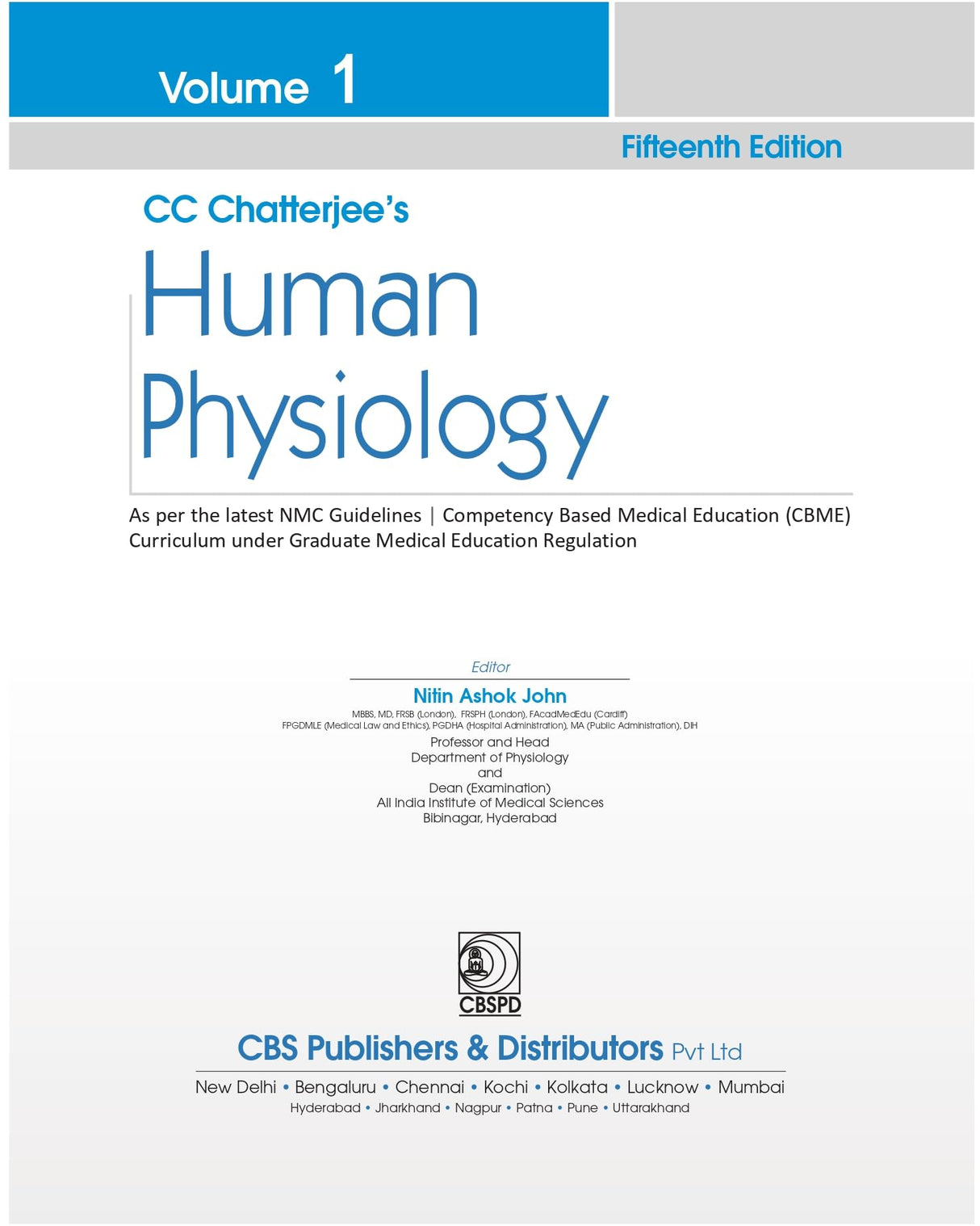 CC Chatterjee's Human Physiology Volume 1, 15th Edition - 2025