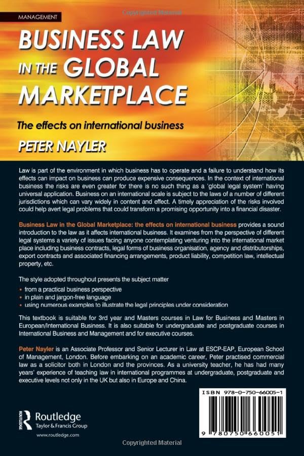 Business Law in the Global Marketplace: The Effects On International Business - Retail Maharaj