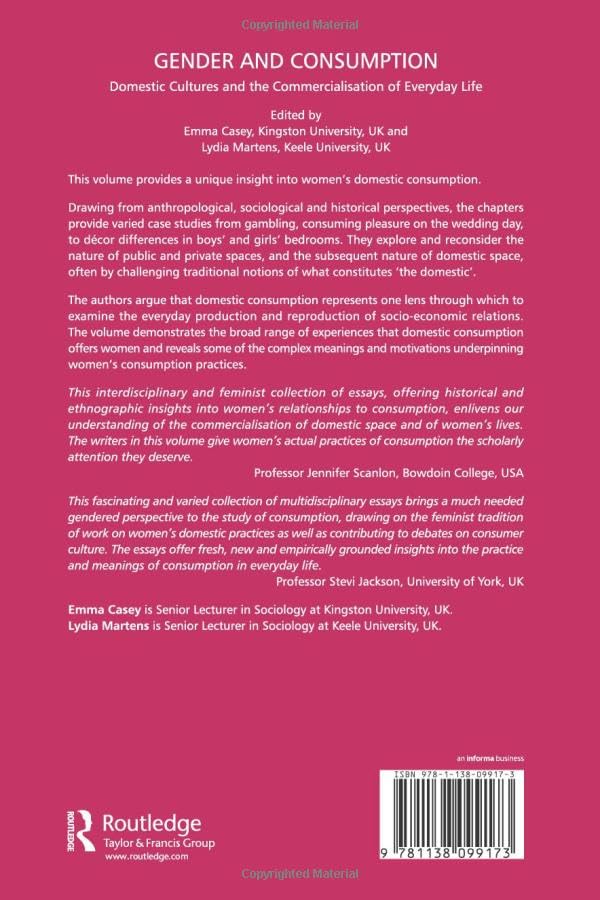 Gender and Consumption: Domestic Cultures and the Commercialisation of Everyday Life - Retail Maharaj