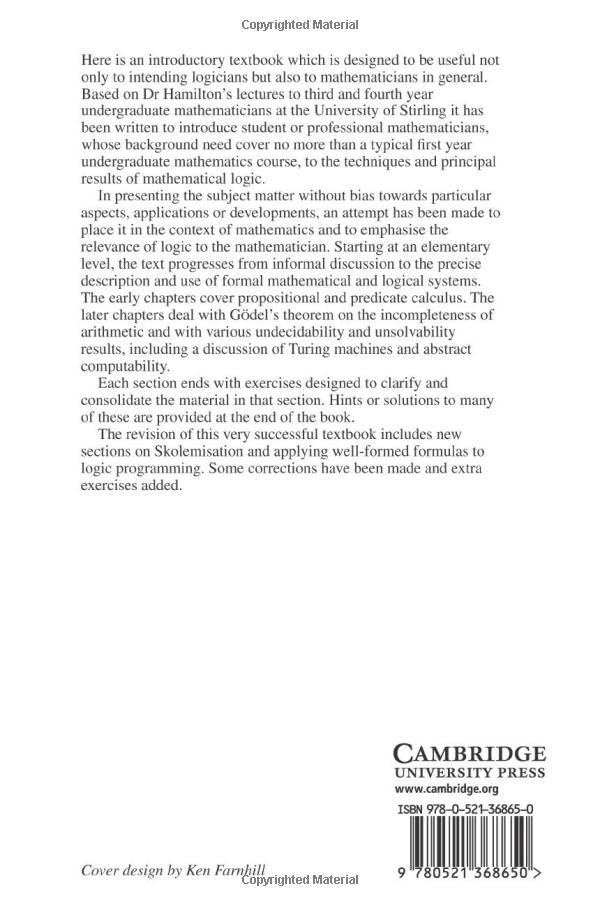 Logic for Mathematicians