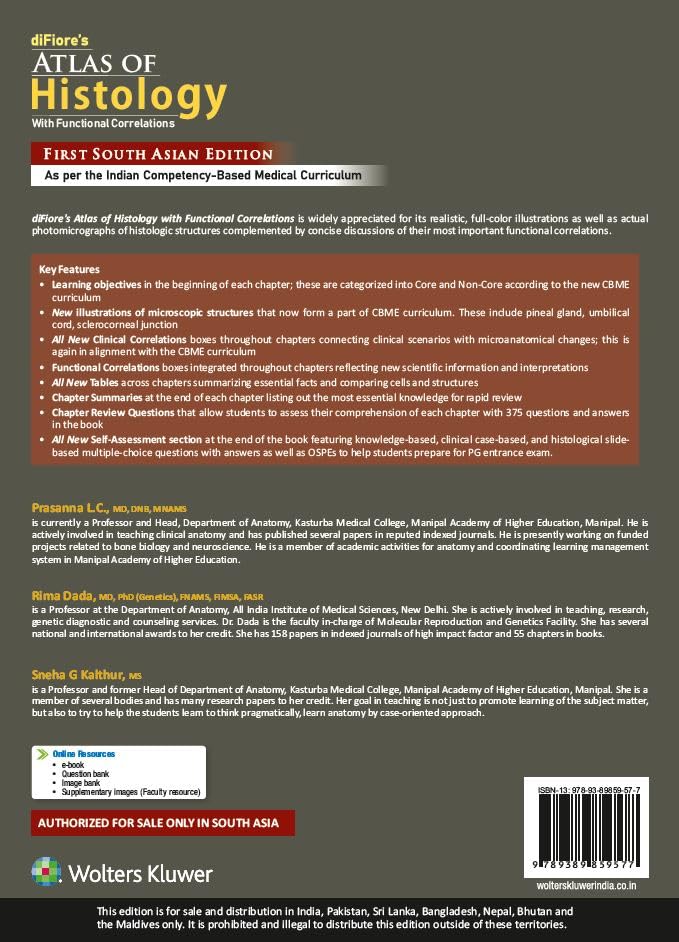 diFiore’s Atlas of Histology with Functional Correlations, 1st South Asian ed