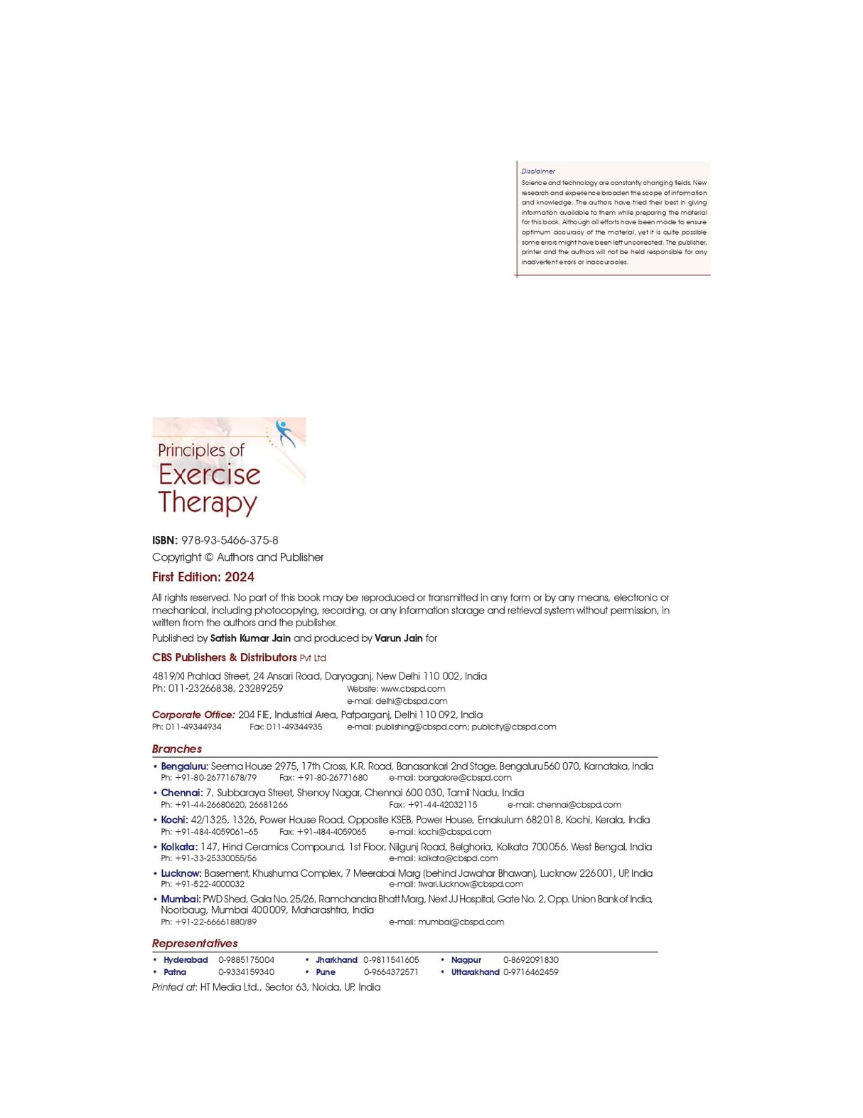 Principles Of Exercise Therapy (Pb 2024)