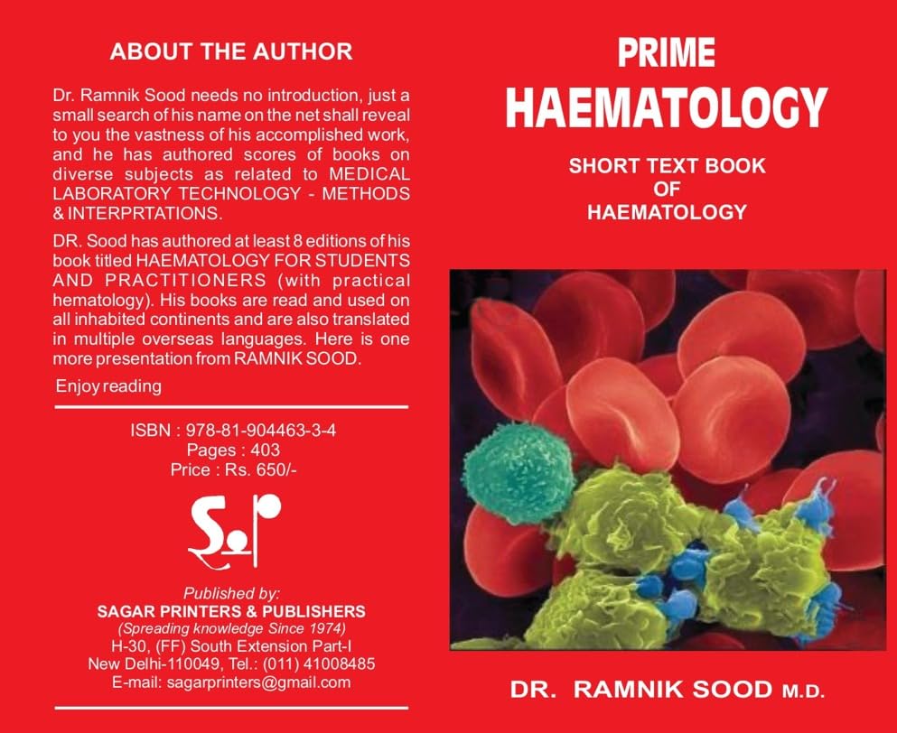 Prime Haematology Short Text Book Of Haematology The Original Book Dr. Ramnik Sood M.D. - (English Version)