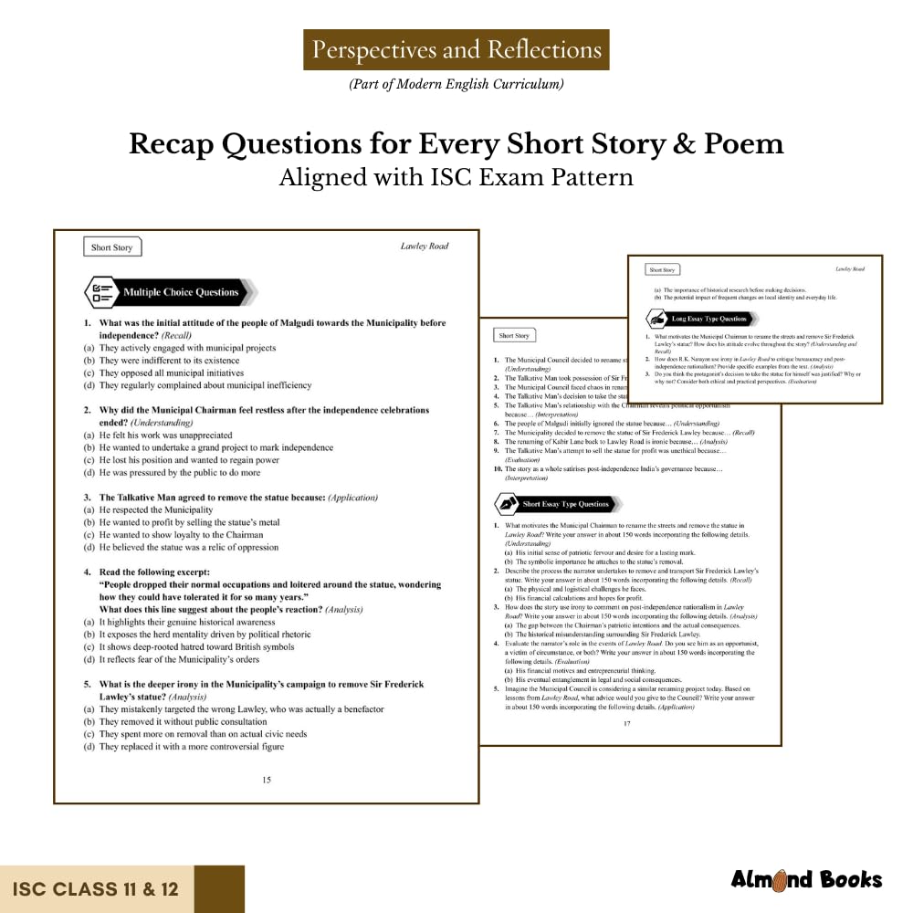 Almond Books ISC Modern English Literature Textbook – Perspectives (Short Stories) and Reflections (Poems) for Class 11 & 12 | Latest ISC English Syllabus 2027 - Retail Maharaj