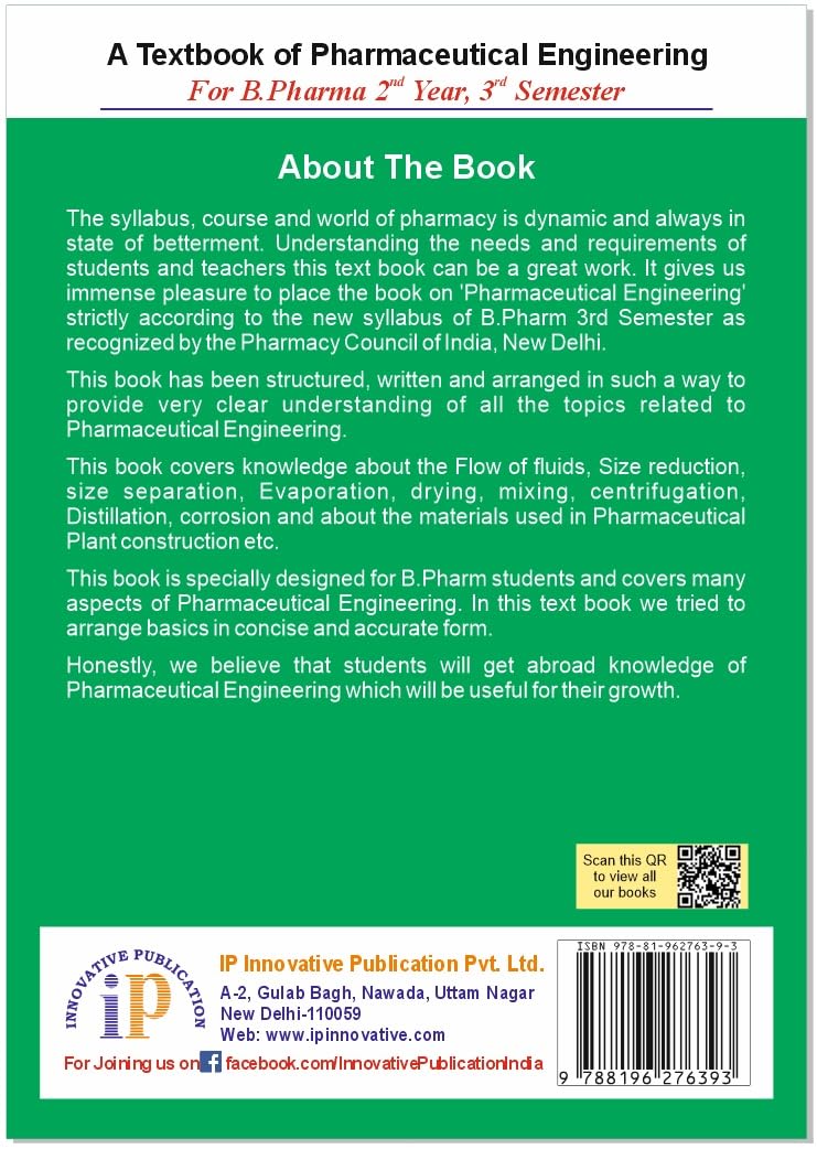 A Textbook of Pharmaceutical Engineering- For B.Pharma 2nd Year, 3rd Semester
