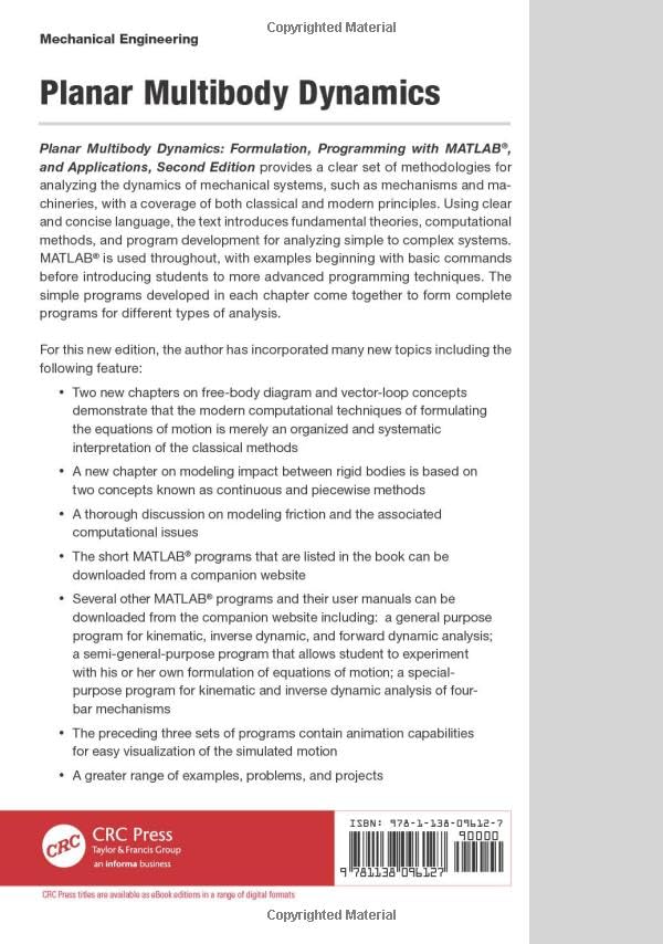 Planar Multibody Dynamics: Formulation, Programming With MATLAB, and Applications - Retail Maharaj