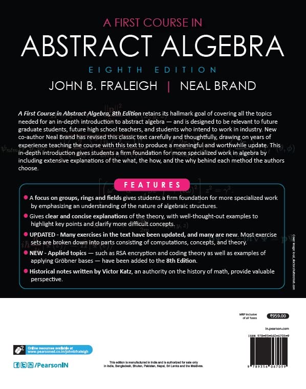 A First Course in Abstract Algebra, 8e - Retail Maharaj