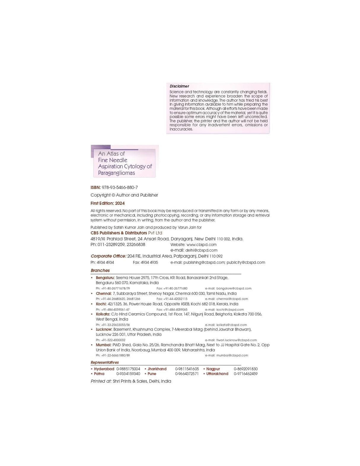 An Atlas of Fine Needle Aspiration Cytology of Paragangliomas
