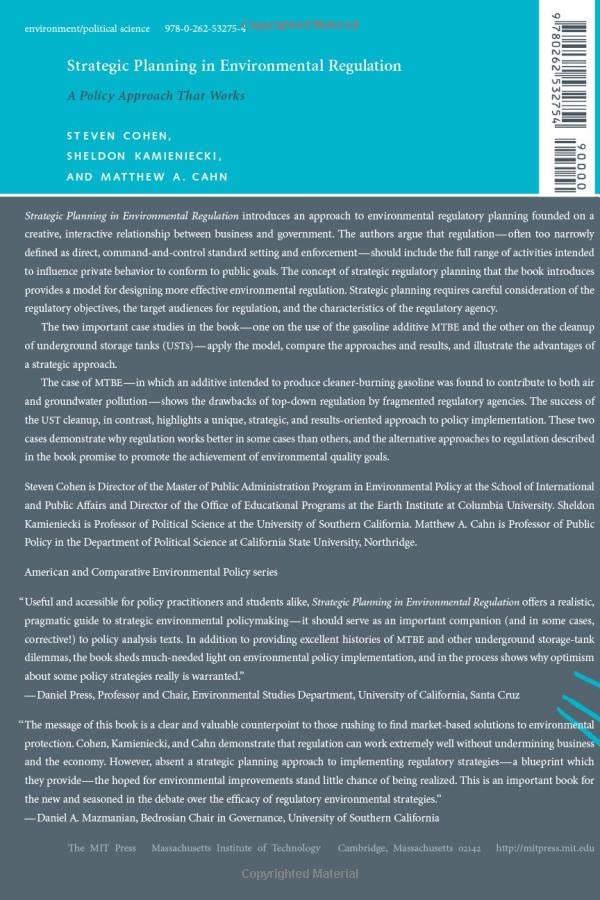 Strategic Planning in Environmental Regulation – A Policy Approach that Works - Retail Maharaj