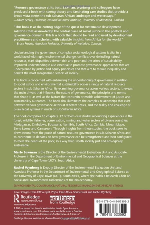 Governance for Justice and Environmental Sustainability: Lessons across Natural Resource Sectors in Sub-Saharan Africa - Retail Maharaj
