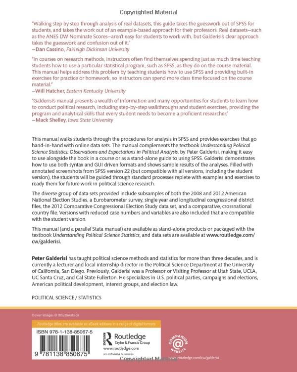 Understanding Political Science Statistics using SPSS: A Manual with Exercises - Retail Maharaj