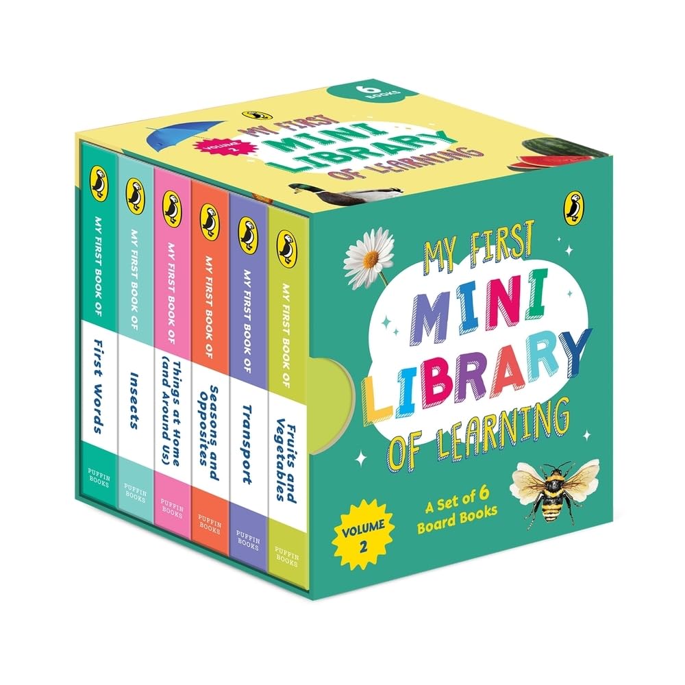 My First MINI Library of Learning: A box set of six board books for kids 0 to 3 | Fruits & Vegetables | Transport | Seasons | Opposites | Things at Home | Insects | First Words - Retail Maharaj