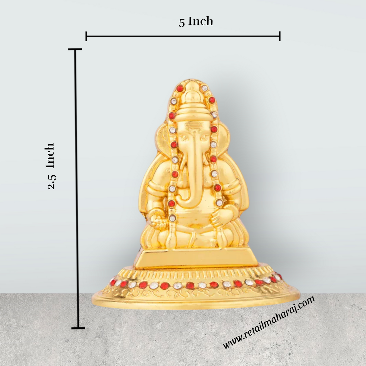 Ganesh Statue - 2.5 x 5 Inches | Metal Vinayaka Idol / Ganesh Idol for Pooja - Retail Maharaj