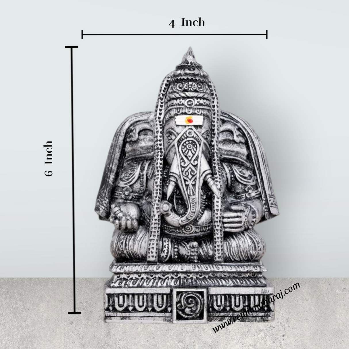 Pillayarpatti Ganesh Murti - 6 x 4 Inches | Resin Statue/ Stone Polish Ganpati Murti for Pooja - Retail Maharaj