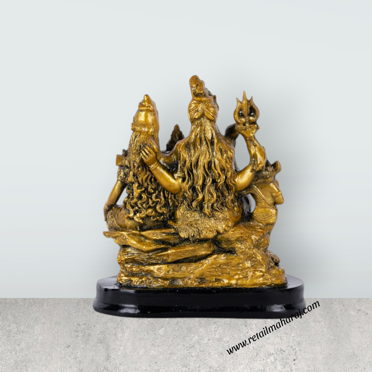 Shiv Family Murti With Base - 6 x 5.5 Inches | Resin Statue/ Antique Polish Shiva Family Statue for Worship - Retail Maharaj