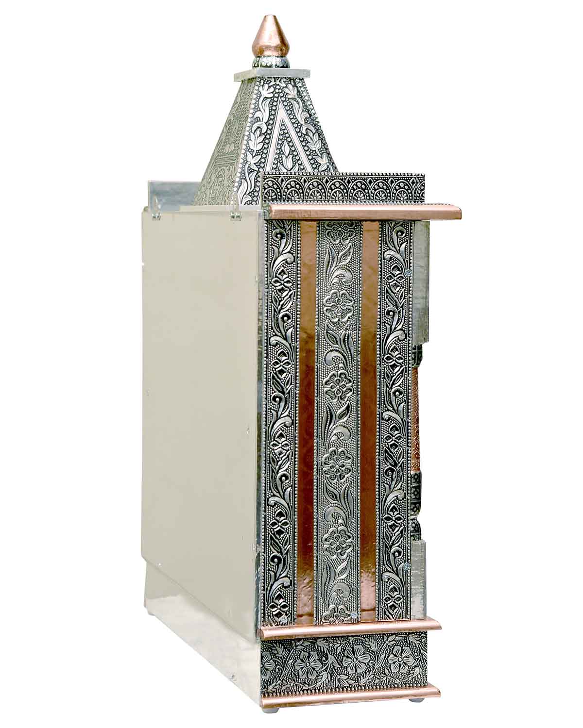 Ghar Mandir: Wall-Hung Aluminium & Copper Mandir (28" x 21") - Retail Maharaj