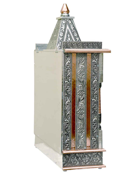 Ghar Mandir: Wall-Hung Aluminium & Copper Mandir (28" x 21") - Retail Maharaj