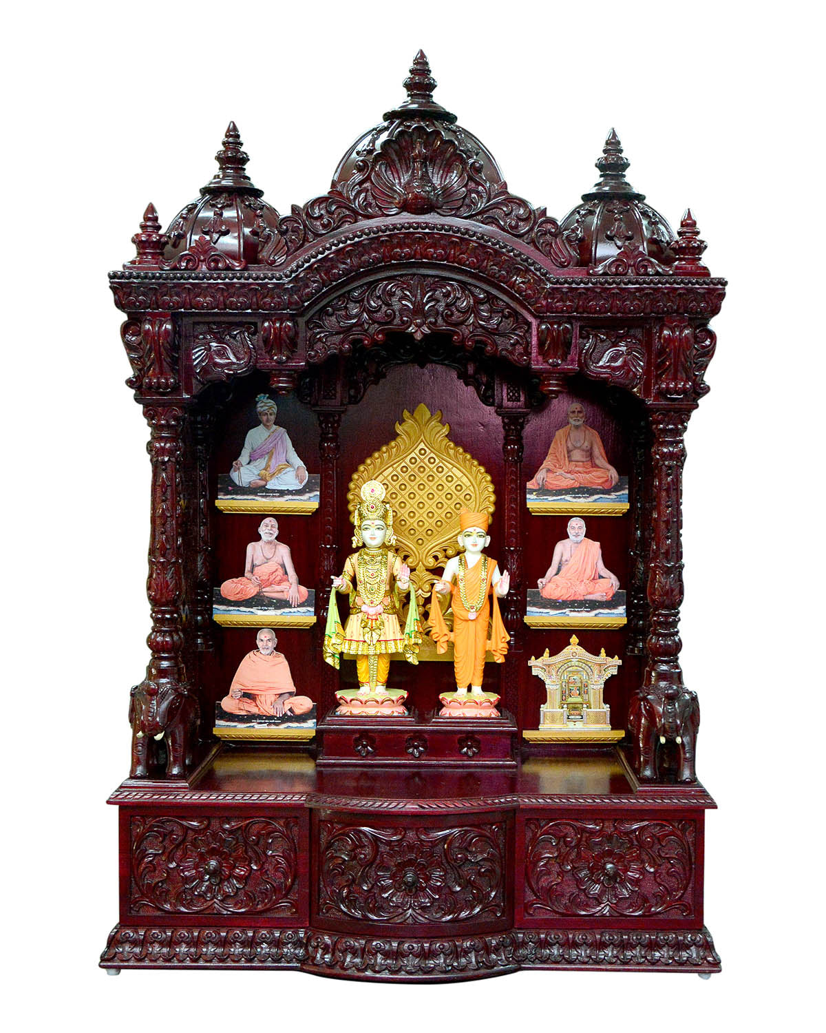 Ghar Mandir - Sag Wood (Teak Wood) with Cherry Polish (66" x 42") - Retail Maharaj