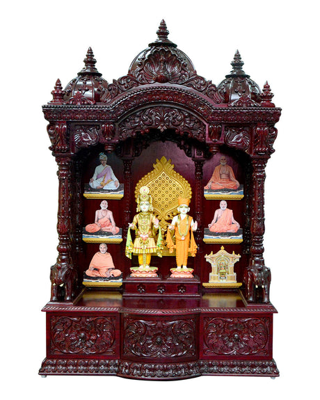 Ghar Mandir - Sag Wood (Teak Wood) with Cherry Polish (66" x 42") - Retail Maharaj