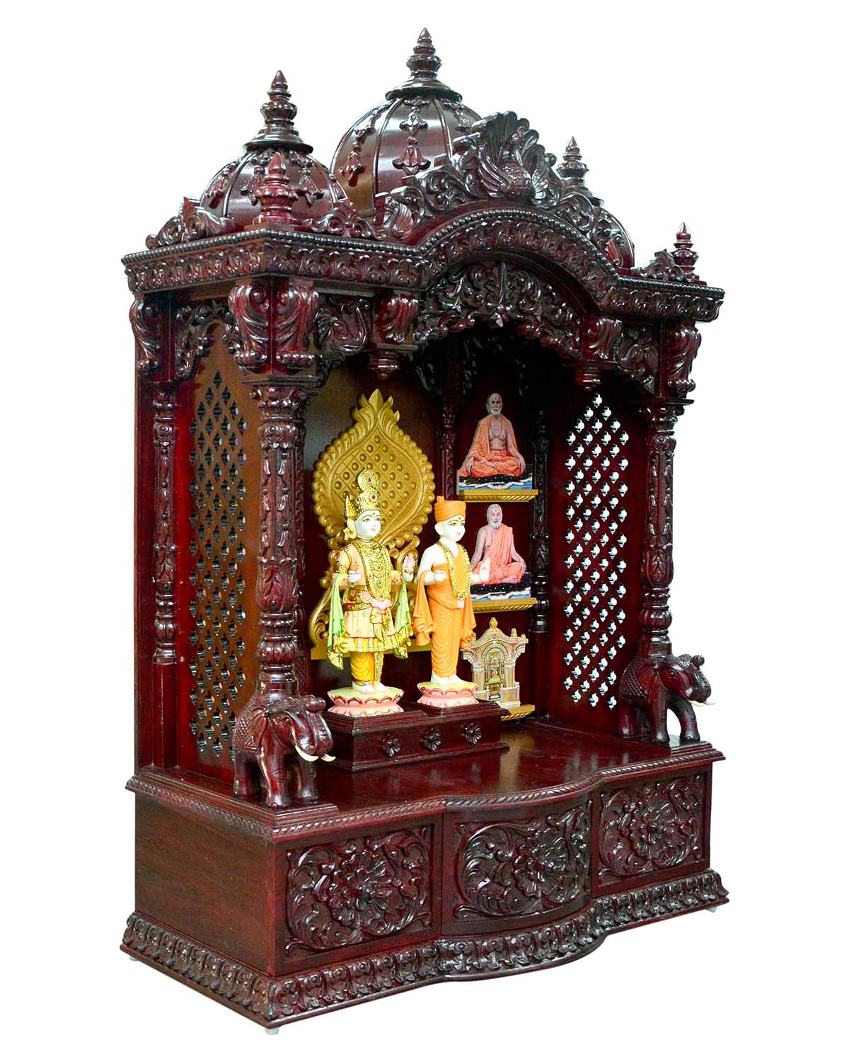 Ghar Mandir - Sag Wood (Teak Wood) with Cherry Polish (66" x 42") - Retail Maharaj