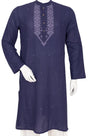 Jamdani Cotton Kurta – Blue - Retail Maharaj