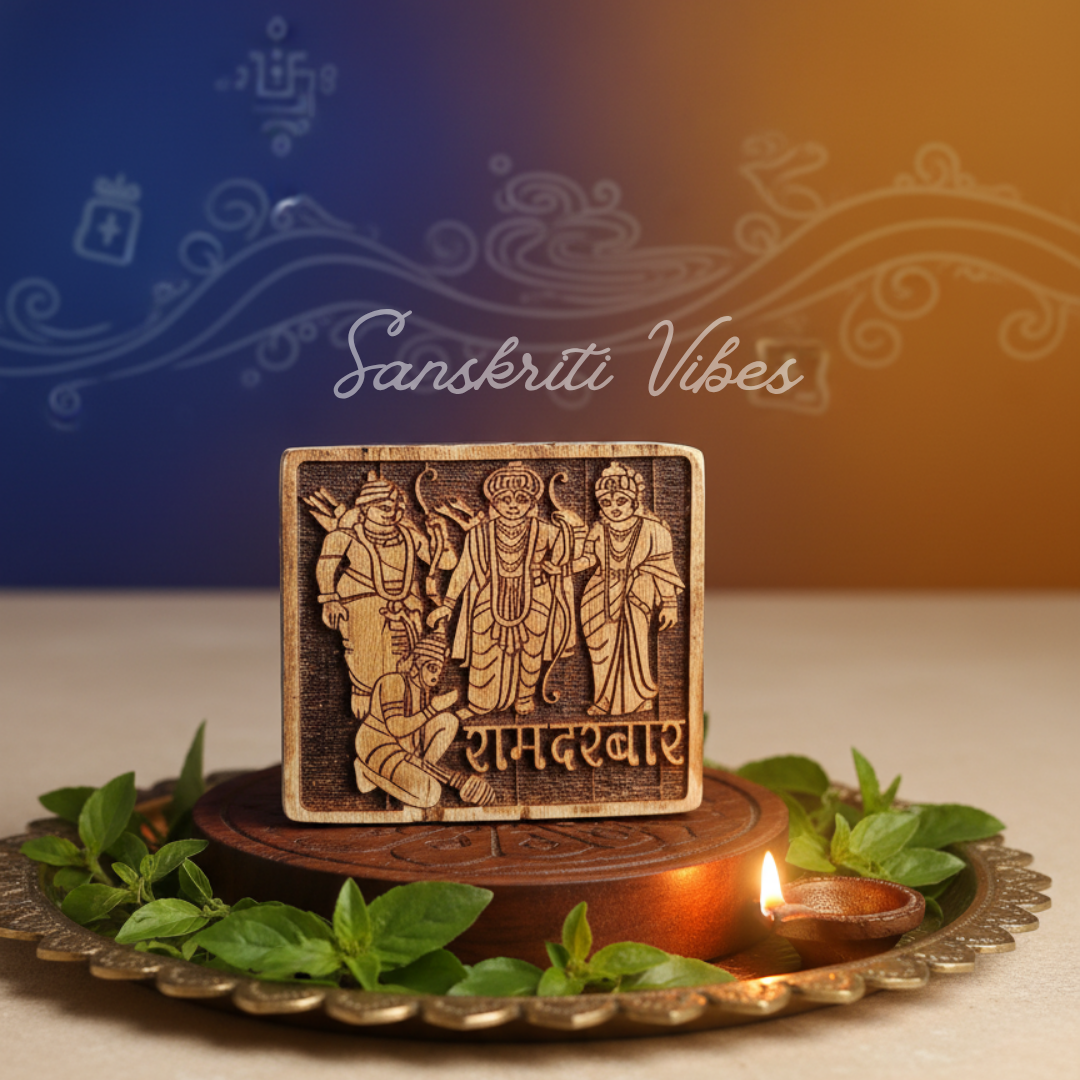 Tulsi Ram Darbar Naam Sewa for Temples – Handcrafted Tulsi Wood Idol for Home Temple