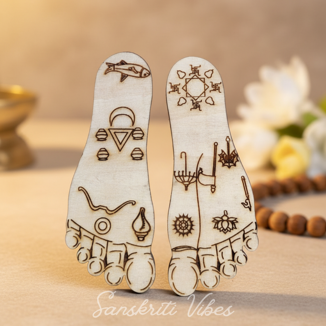 Shri Krishna Charan Naam Sewa Kadam Wood Idol – 4 Inch Handcrafted Statue for Home Temple