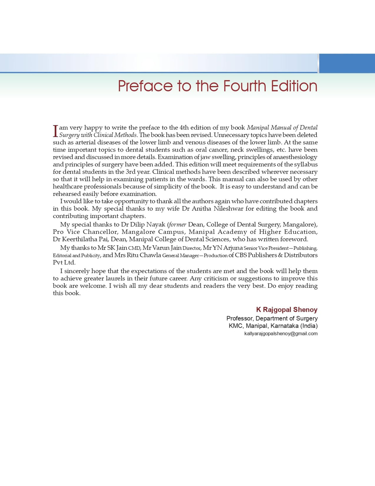 Manipal Manual Of Surgery With Clinical Methods For Dental Students 4Ed (Pb 2022)